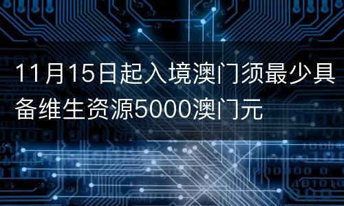 11月15日起入境澳门须最少具备维生资源5000澳门元