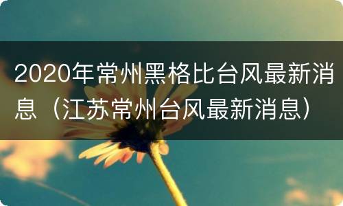 2020年常州黑格比台风最新消息（江苏常州台风最新消息）