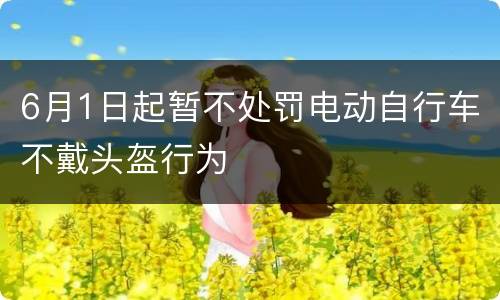 6月1日起暂不处罚电动自行车不戴头盔行为