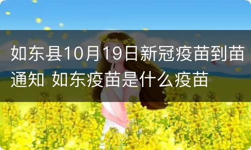 如东县10月19日新冠疫苗到苗通知 如东疫苗是什么疫苗