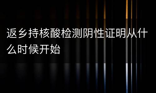 返乡持核酸检测阴性证明从什么时候开始