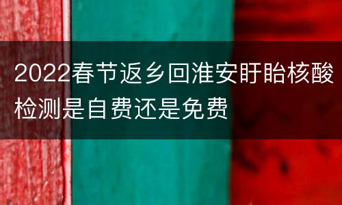 2022春节返乡回淮安盱眙核酸检测是自费还是免费