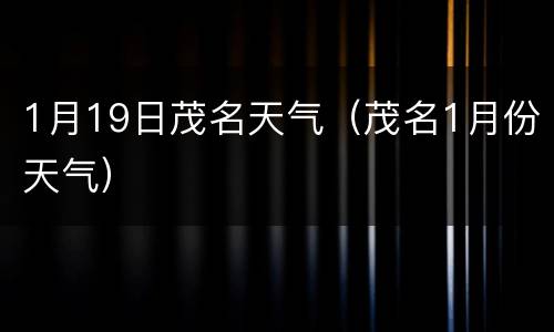 1月19日茂名天气（茂名1月份天气）