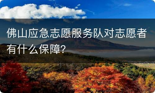 佛山应急志愿服务队对志愿者有什么保障？