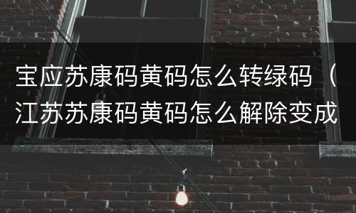 宝应苏康码黄码怎么转绿码（江苏苏康码黄码怎么解除变成绿码）
