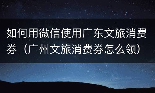如何用微信使用广东文旅消费券（广州文旅消费券怎么领）