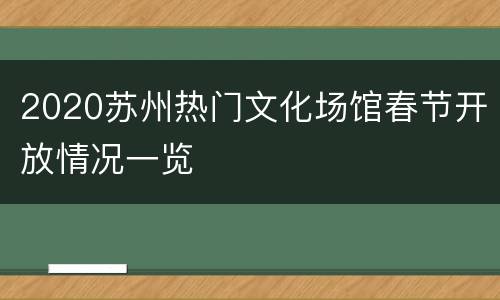 2020苏州热门文化场馆春节开放情况一览