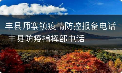 丰县师寨镇疫情防控报备电话 丰县防疫指挥部电话