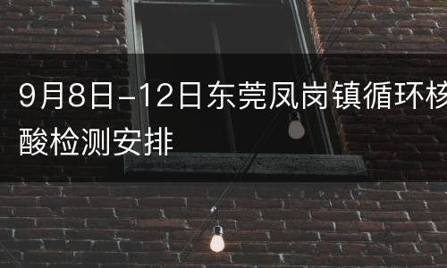 9月8日-12日东莞凤岗镇循环核酸检测安排