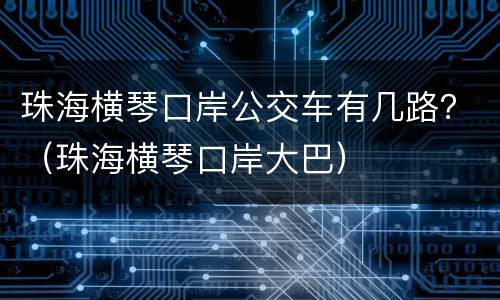 珠海横琴口岸公交车有几路？（珠海横琴口岸大巴）