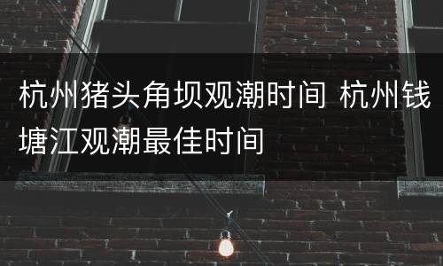 杭州猪头角坝观潮时间 杭州钱塘江观潮最佳时间