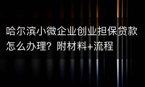 哈尔滨小微企业创业担保贷款怎么办理？附材料+流程
