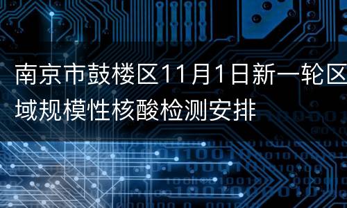 南京市鼓楼区11月1日新一轮区域规模性核酸检测安排