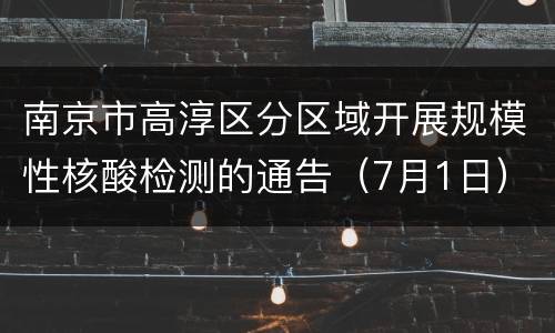 南京市高淳区分区域开展规模性核酸检测的通告（7月1日）