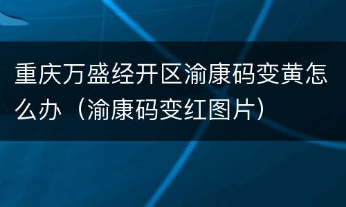 重庆万盛经开区渝康码变黄怎么办（渝康码变红图片）