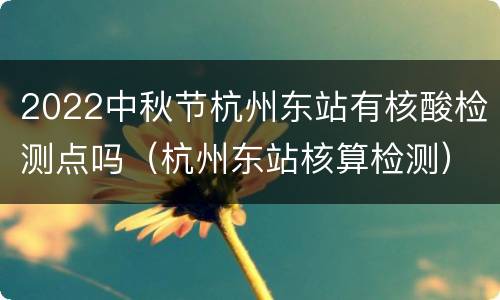 2022中秋节杭州东站有核酸检测点吗（杭州东站核算检测）