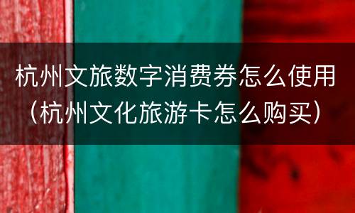 杭州文旅数字消费券怎么使用（杭州文化旅游卡怎么购买）