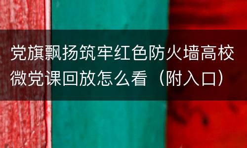 党旗飘扬筑牢红色防火墙高校微党课回放怎么看（附入口）