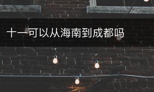 十一可以从海南到成都吗
