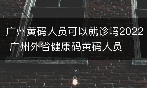 广州黄码人员可以就诊吗2022 广州外省健康码黄码人员