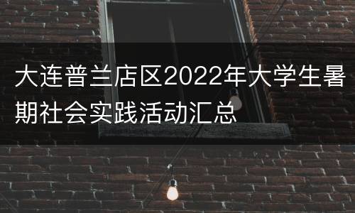 大连普兰店区2022年大学生暑期社会实践活动汇总