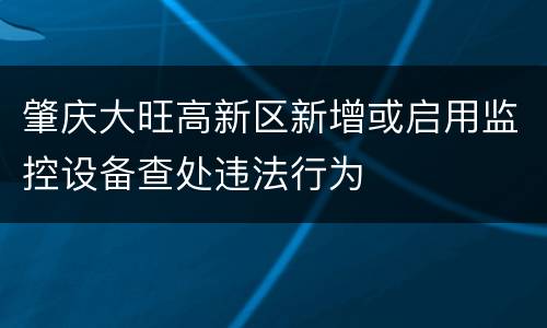 肇庆大旺高新区新增或启用监控设备查处违法行为