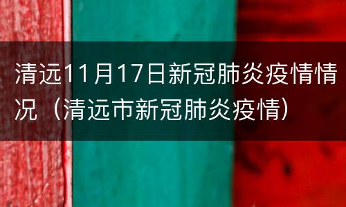 清远11月17日新冠肺炎疫情情况（清远市新冠肺炎疫情）
