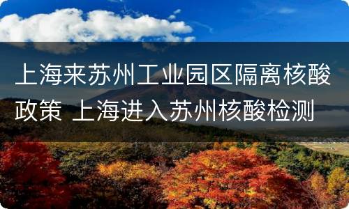 上海来苏州工业园区隔离核酸政策 上海进入苏州核酸检测
