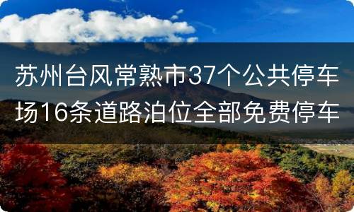 苏州台风常熟市37个公共停车场16条道路泊位全部免费停车