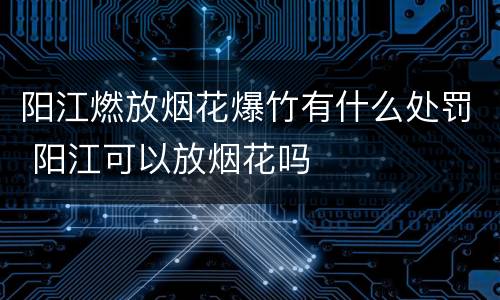 阳江燃放烟花爆竹有什么处罚 阳江可以放烟花吗
