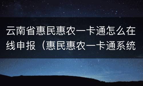 云南省惠民惠农一卡通怎么在线申报（惠民惠农一卡通系统）