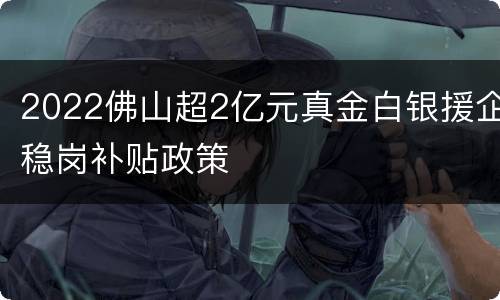 2022佛山超2亿元真金白银援企稳岗补贴政策