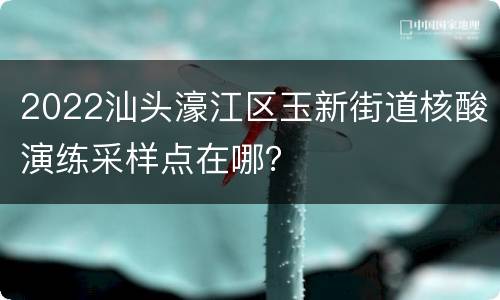 2022汕头濠江区玉新街道核酸演练采样点在哪？