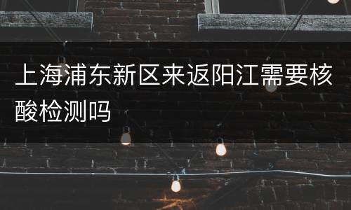上海浦东新区来返阳江需要核酸检测吗