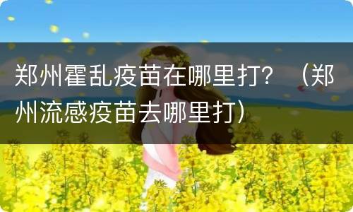 郑州霍乱疫苗在哪里打？（郑州流感疫苗去哪里打）