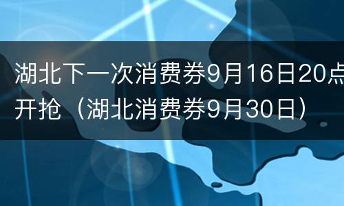 湖北下一次消费券9月16日20点开抢（湖北消费券9月30日）
