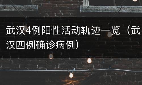 武汉4例阳性活动轨迹一览（武汉四例确诊病例）