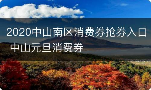 2020中山南区消费券抢券入口 中山元旦消费券