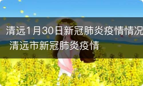 清远1月30日新冠肺炎疫情情况 清远市新冠肺炎疫情