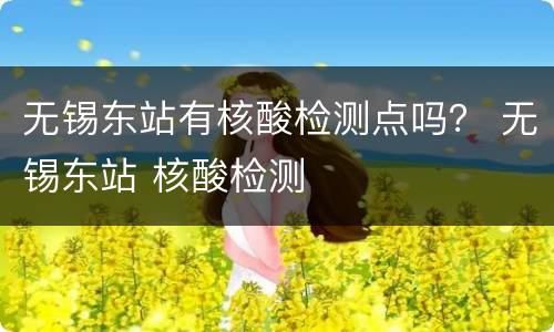 无锡东站有核酸检测点吗？ 无锡东站 核酸检测