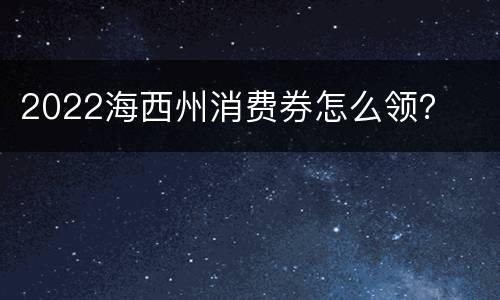 2022海西州消费券怎么领？