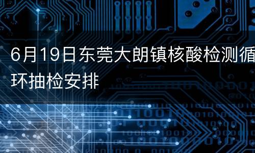 6月19日东莞大朗镇核酸检测循环抽检安排
