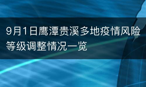 9月1日鹰潭贵溪多地疫情风险等级调整情况一览