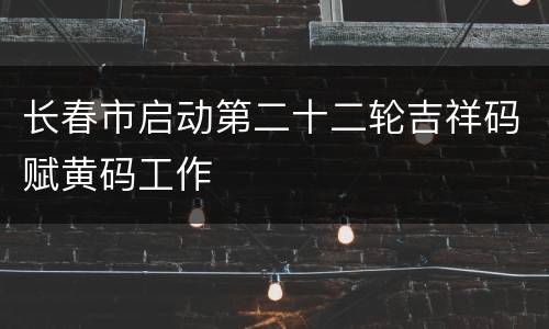 长春市启动第二十二轮吉祥码赋黄码工作