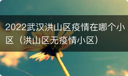 2022武汉洪山区疫情在哪个小区（洪山区无疫情小区）