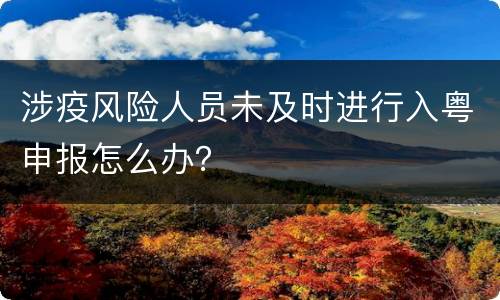 涉疫风险人员未及时进行入粤申报怎么办？