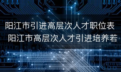 阳江市引进高层次人才职位表 阳江市高层次人才引进培养若干规定
