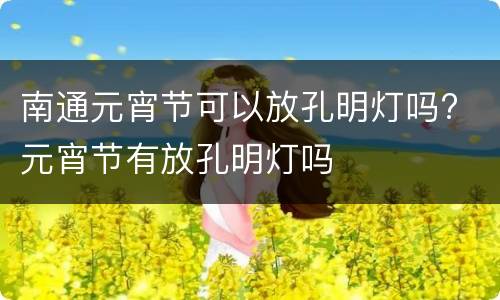 南通元宵节可以放孔明灯吗? 元宵节有放孔明灯吗