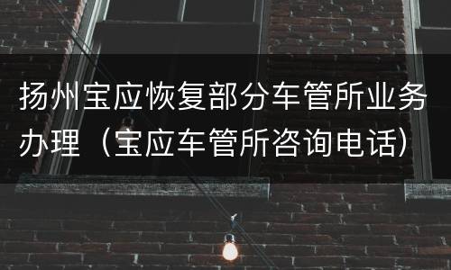 扬州宝应恢复部分车管所业务办理（宝应车管所咨询电话）