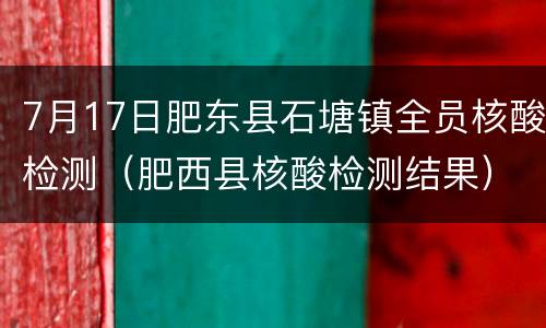 7月17日肥东县石塘镇全员核酸检测（肥西县核酸检测结果）